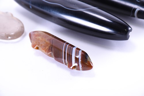 Lot 185 - Two large polished agate oval pendants,...