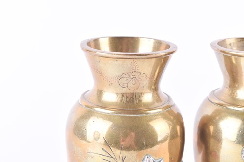 Lot 286 - A pair of Japanese polished bronze vases, late...