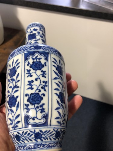 Lot 168 - A Chinese blue and white vase, the straight...