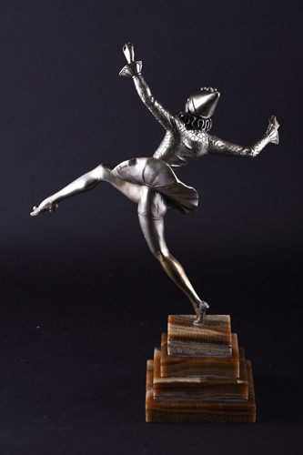 Lot 295 - A silvered bronze Art Deco figure of a female...