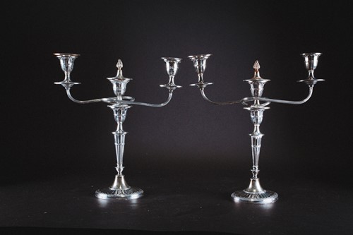 Lot 460 - A pair of mid 20th century silver two-branch...