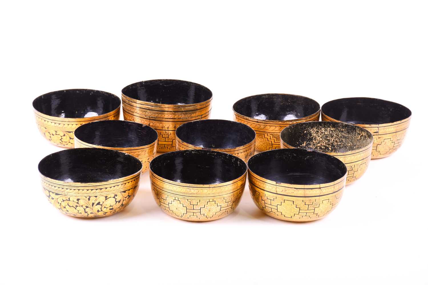 Lot 155 - A collection of Chinese black lacquered bowls,...