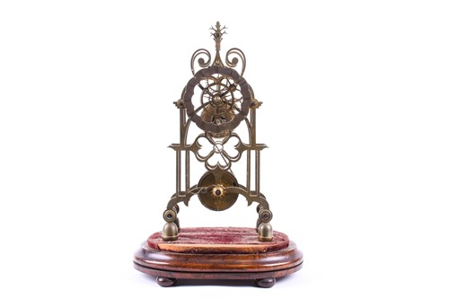 Lot 379 - A 19th century brass skeleton clock timepiece,...
