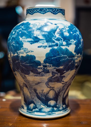 Lot 169 - A Chinese Kangxi period blue and white vase,...