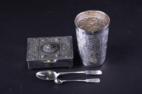 Lot 455 - An Indian silver tumbler with Zoroastrian...