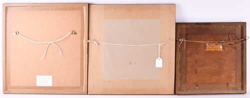 Lot 297 - Three framed 19th century needlework samplers,...