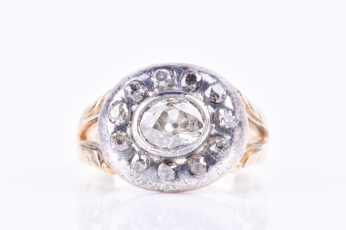 Lot 527 - A 19th century diamond cluster ring, the oval...