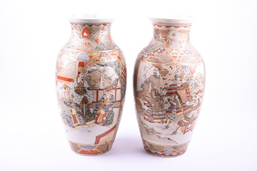 Lot 127 - A pair of Japanese satsuma vases, late Meiji...