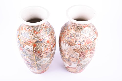 Lot 127 - A pair of Japanese satsuma vases, late Meiji...