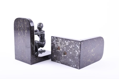 Lot 308 - A pair of Art Deco style patinated spelter...
