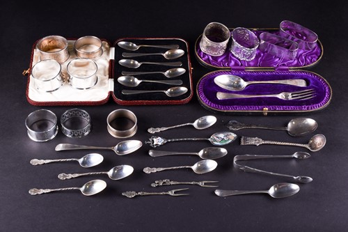 Lot 458 - A collection of silver comprising eleven...