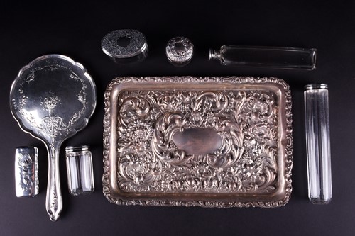 Lot 459 - An Edwardian silver dressing table tray,...