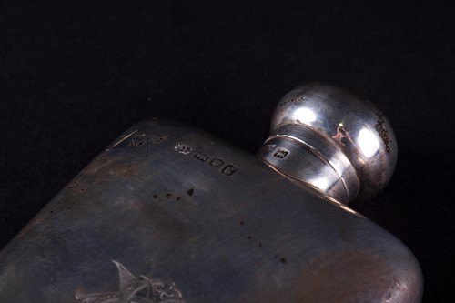 Lot 450 - An Edwardian silver hip flask, Robert Pringle...