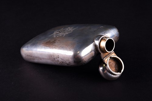 Lot 450 - An Edwardian silver hip flask, Robert Pringle...