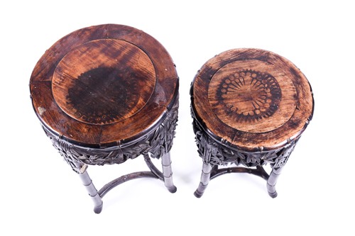 Lot 174 - Two late 19th century Chinese carved hardwood...