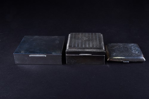 Lot 440 - Two silver cigarette boxes, each with cedar...
