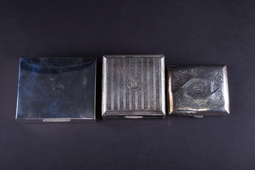 Lot 440 - Two silver cigarette boxes, each with cedar...