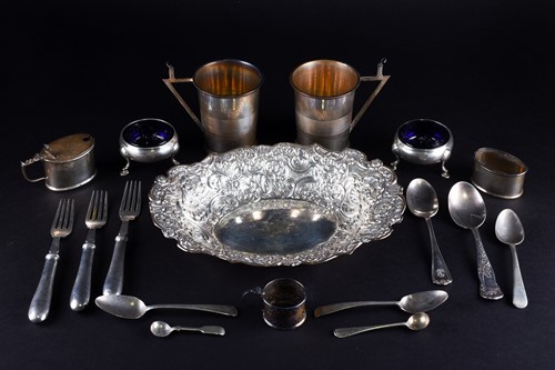 Lot 481 - A pair of George VI silver glass holders...