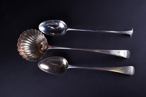 Lot 462 - A Geo III silver ladle, Thomas Evans, london...