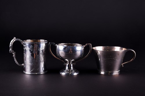 Lot 430 - An Edwardian silver christening tankard, WW...