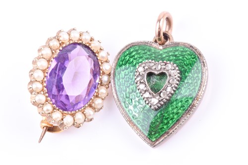 Lot 739 - A 19th century diamond and enamel heart-shaped...