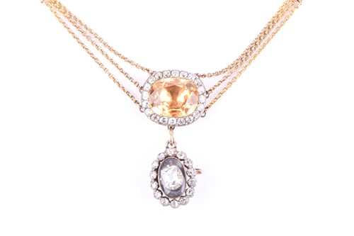 Lot 733 - A 19th century citrine and diamond drop...