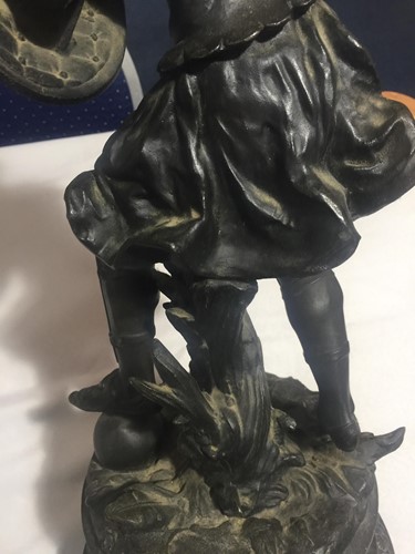 Lot 273 - A pair of large patinated spelter figures of...