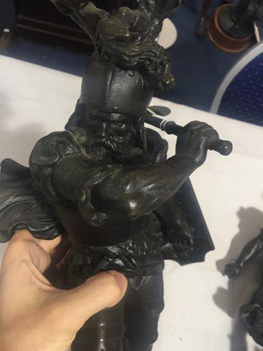 Lot 273 - A pair of large patinated spelter figures of...