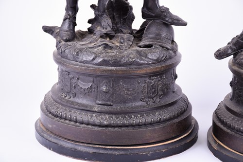 Lot 273 - A pair of large patinated spelter figures of...