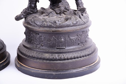 Lot 273 - A pair of large patinated spelter figures of...