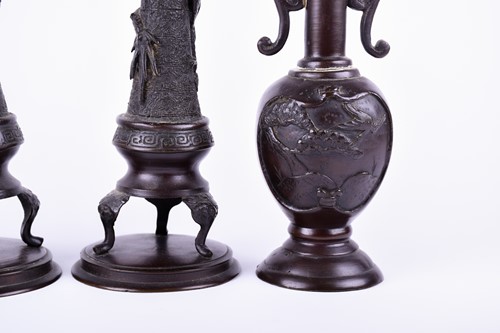 Lot 164 - A pair of late 19th century Japanese patinated...