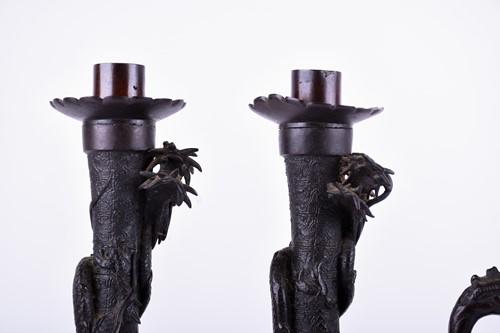 Lot 164 - A pair of late 19th century Japanese patinated...