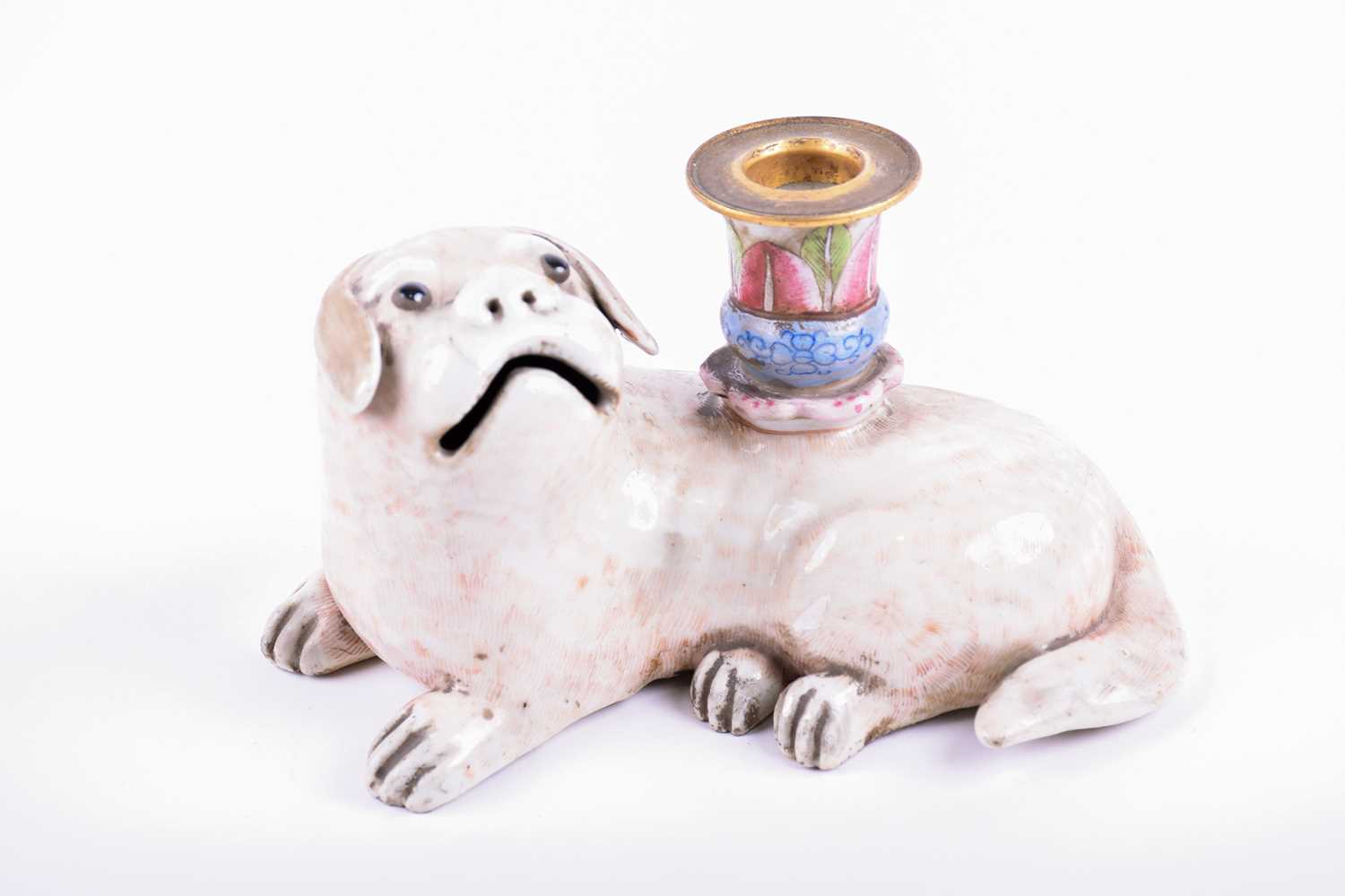 Lot 145 - A Chinese porcelain lion dog incense stick...
