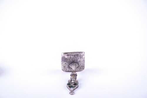 Lot 210 - A Persian silver metal mounted fob seal with...
