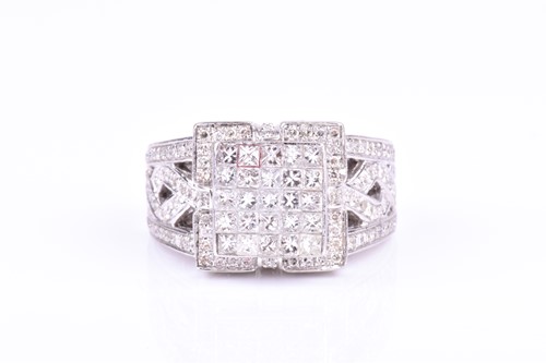 Lot 546 - An unusual 14ct white gold and diamond...