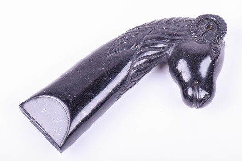 Lot 183 - A carved Persian style hardstone dagger handle,...