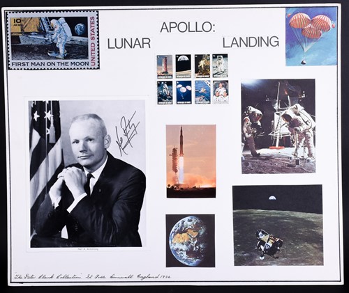 Lot 338 - A card mounted and signed Apollo Lunar Landing...