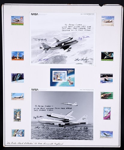Lot 339 - A card mounted and signed NASA Space Shuttle...