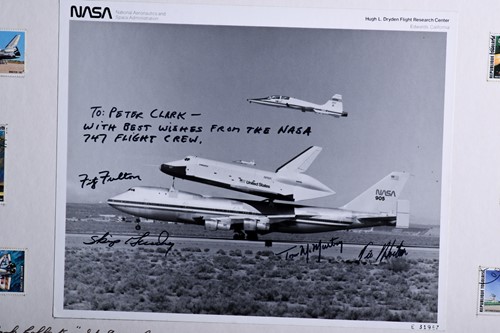 Lot 339 - A card mounted and signed NASA Space Shuttle...