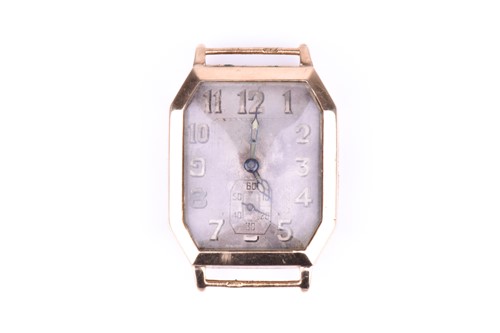 Lot 416 - An Art Deco style 9ct yellow gold wristwatch,...