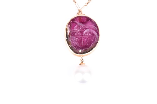 Lot 804 - An unusual 18ct yellow gold, tourmaline, and...