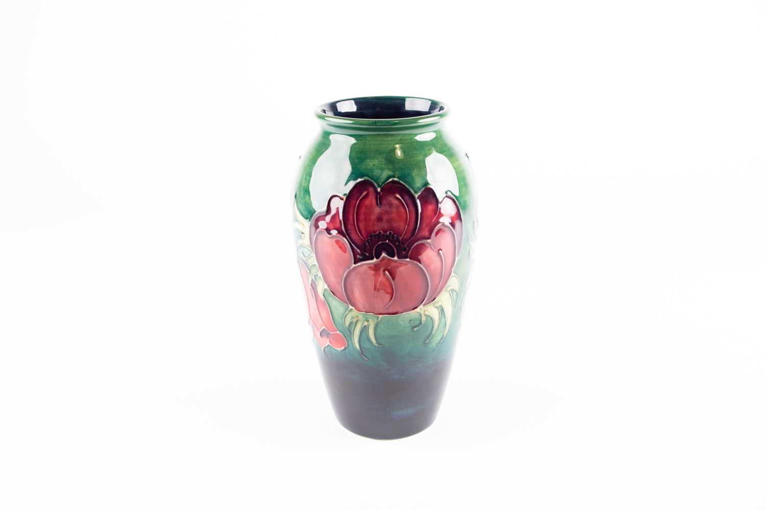 Lot 42 - A Moorcroft Anemone pattern vase, the deep red...