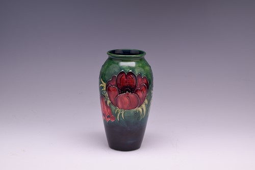 Lot 42 - A Moorcroft Anemone pattern vase, the deep red...