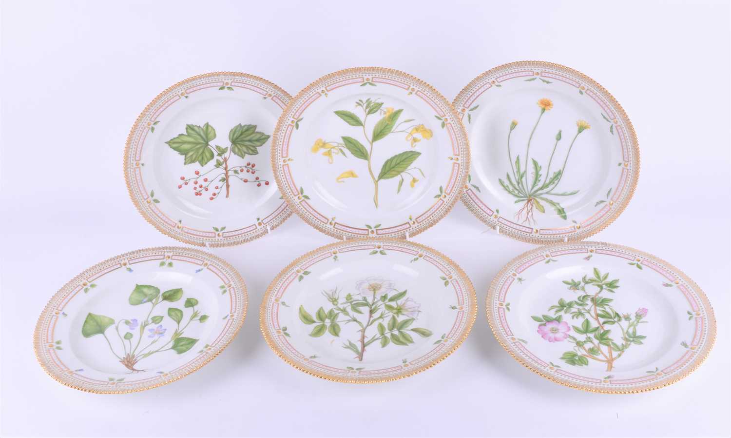 Lot 276 - A set of six 1970s Royal Copenhagen Flora...