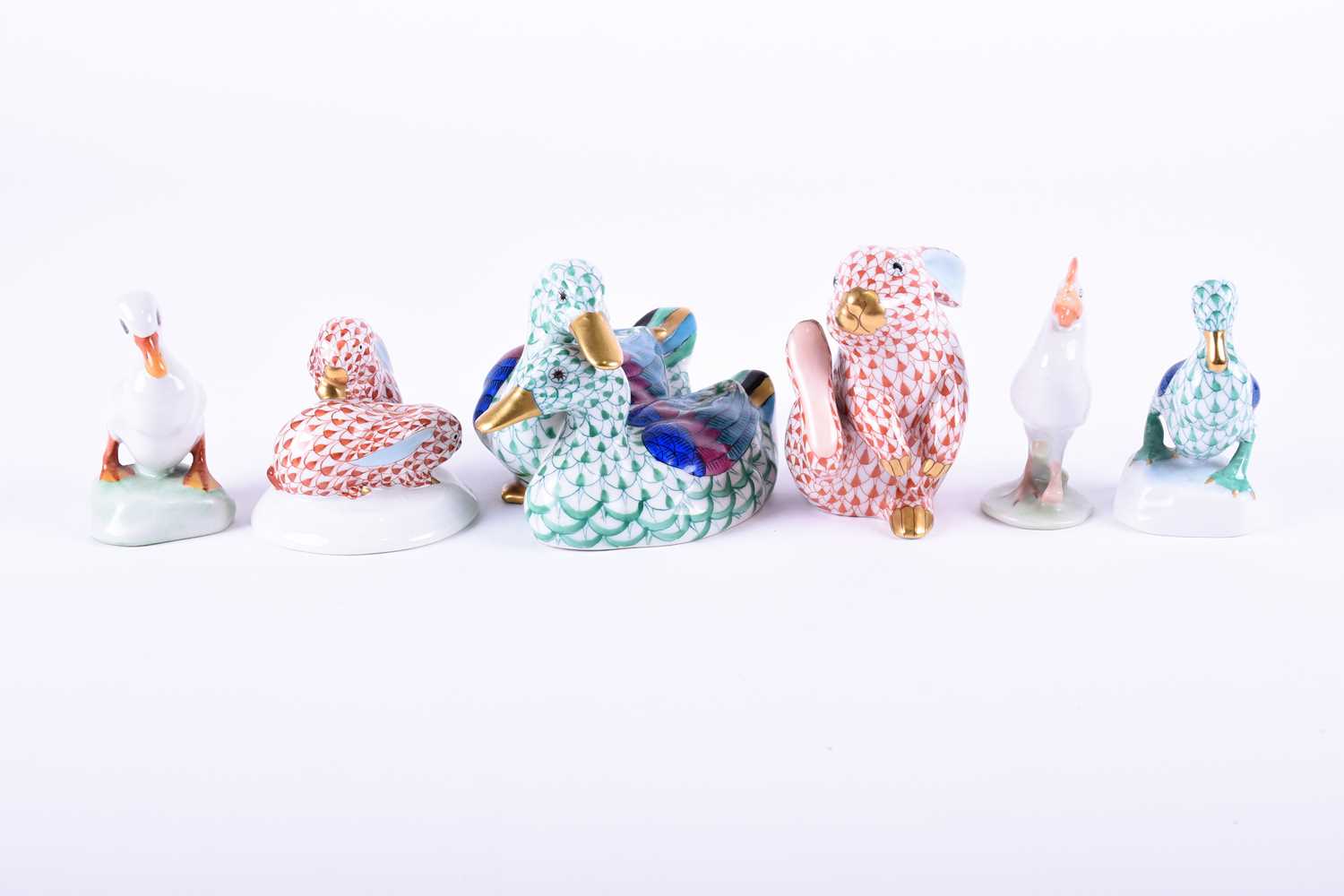 Lot 292 A group of six Herend Porcelain animals, to