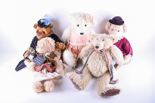Lot 88 - Five collectable teddy bears comprising, a...