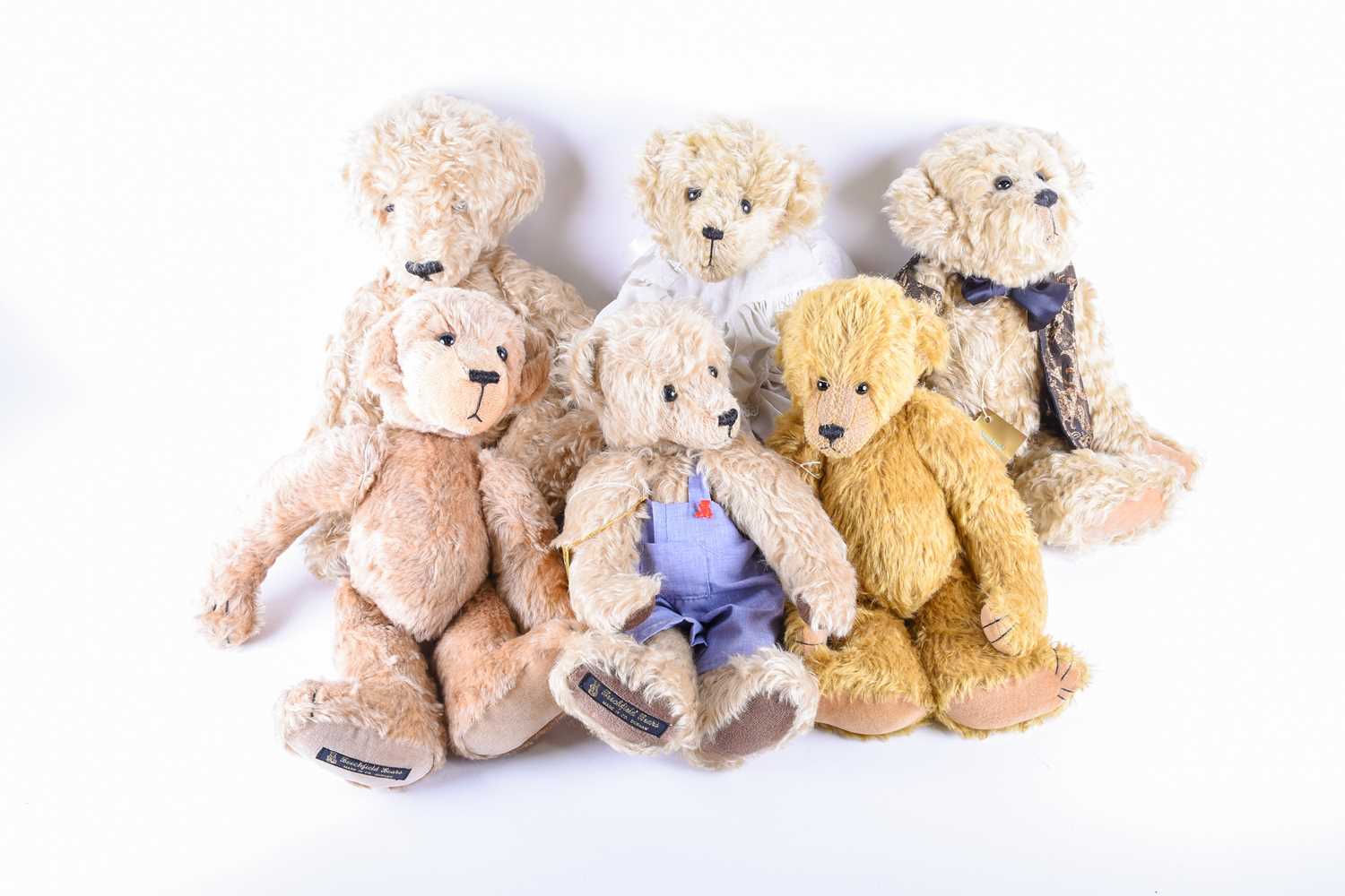 Lot 91 - Six Beechfield jointed bears, to include named...