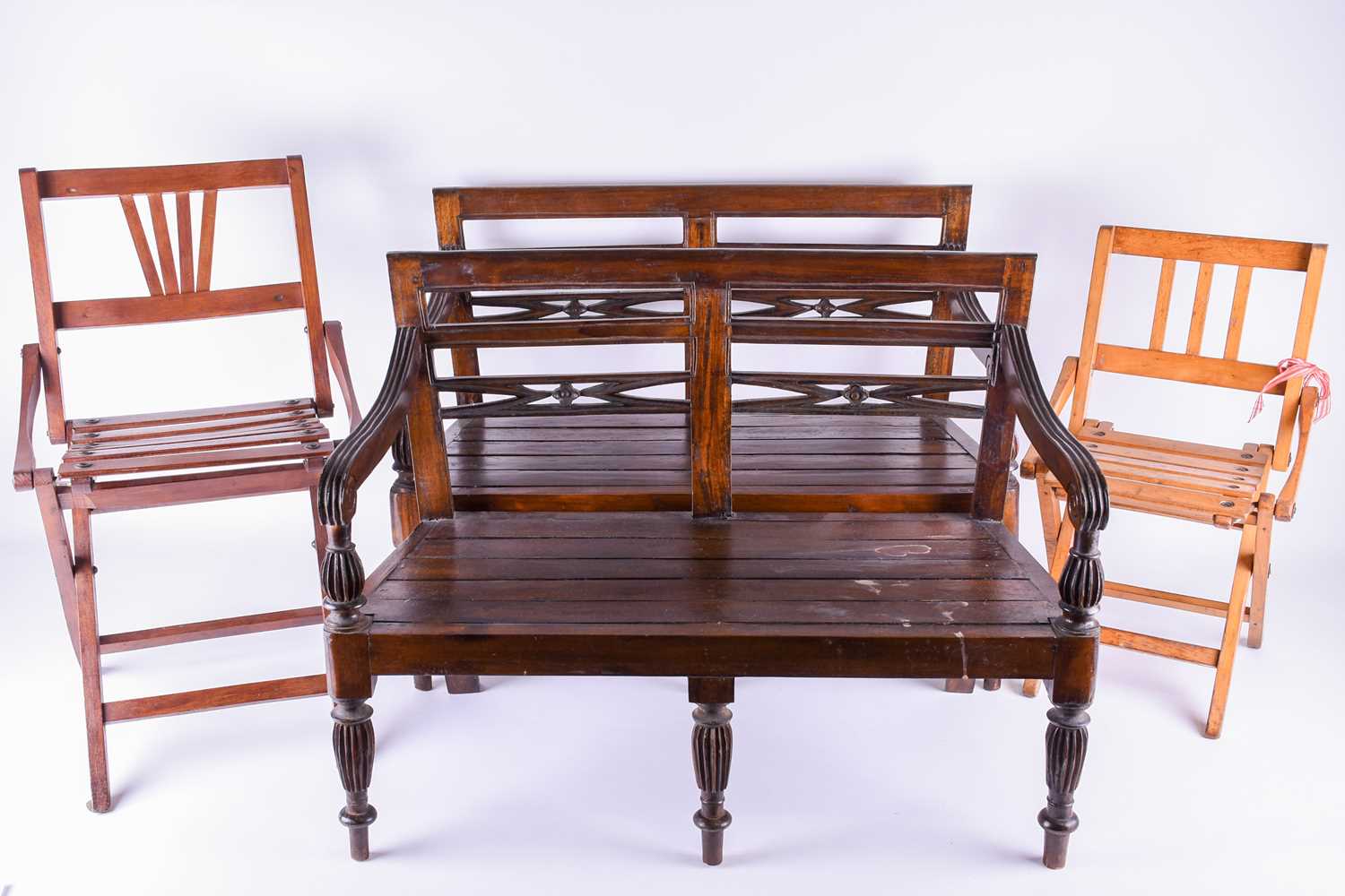 Lot 69 - A pair of Regency style teddy bear benches,...