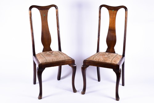 Lot 163 - A pair of Queen Anne style dining chairs, with...