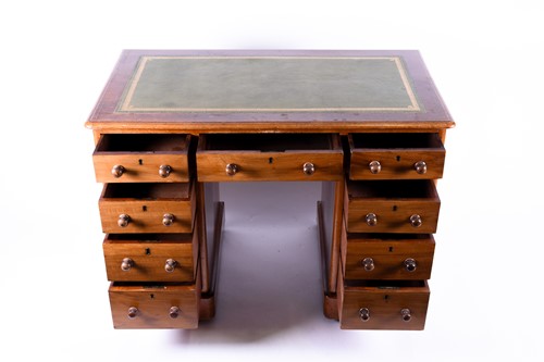 Lot 135 - A Victorian mahogany pedestal desk, the...